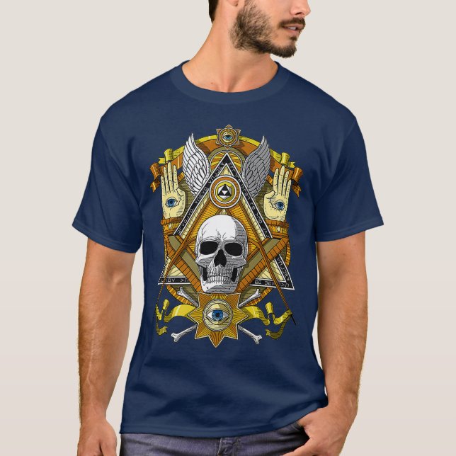 Masonic Skull Freemason Illuminati Eye Esoteric T-Shirt (Front)