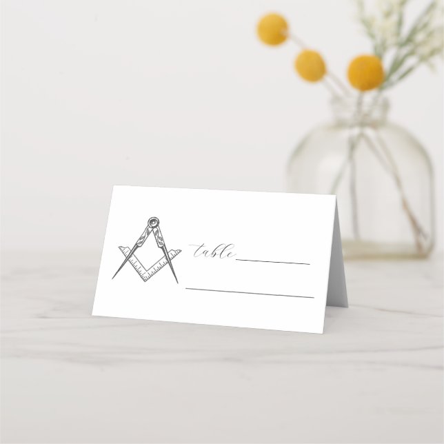 Masonic Square and Compass Freemasonry  Place Card (Front)