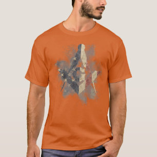 Masonic Square and Compass with EEUU Flag T-Shirt