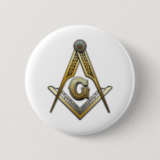 Masonic Square and Compasses 6 Cm Round Badge (Front)