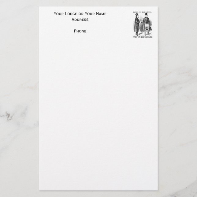 Masonic Stationary Stationery (Front)