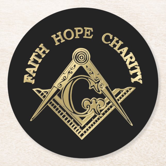 Masonic symbol round paper coaster (Front)
