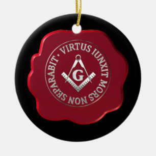 Masonic wax seal ceramic tree decoration