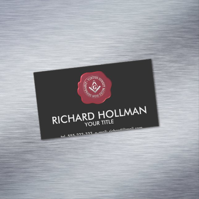 Masonic wax seal magnetic business card (In Situ)