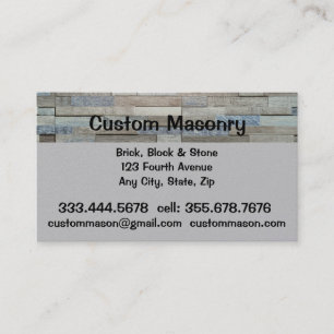 Masonry Brick, Block Stone Custom Business Card