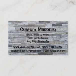 Masonry Brick, Block Stone Custom Business  Card