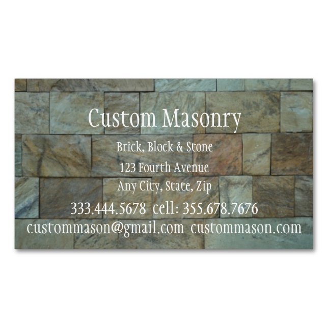 Masonry Brick Rock Stone Block Custom  Magnetic Business Card (Front)