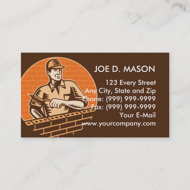 masonry brick worker or plasterer business card (Front)
