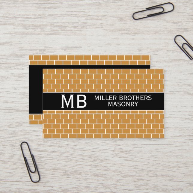 Masonry Bricklayer Rust Bricks Template Mason Business Card (Front/Back In Situ)