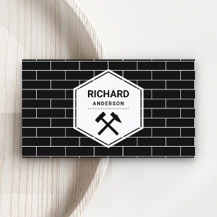Masonry Construction Black Bricks Wall Bricklaying Business Card