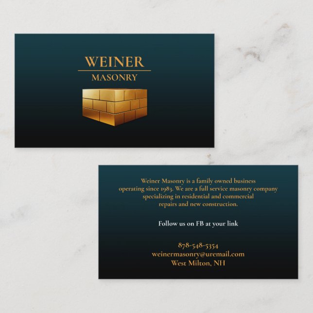 Masonry Constructions Business Card (Front/Back)