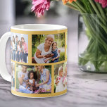 Masonry Grid Yellow 8 Photo Collage Coffee Mug<br><div class="desc">Personalised coffee mug with a trendy masonry grid style photo collage of your own photos. The design has a background colour of warm yellow, which you can edit if you wish. (click "customise further" or message me for assistance). The photo template is set up for you to upload 8 of...</div>