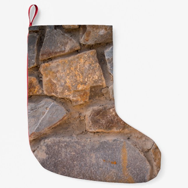 Masonry natural stoneabstract, ancient, antiquity, small christmas stocking (Front)