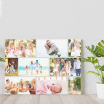 Masonry Style Family Photo Collage Grey Canvas Print<br><div class="desc">Create your own masonry style photo collage on a light grey canvas. The photo template is set up ready for you to display 9 of your favourite family photos. Your photos will automatically display in a masonry grid, with 2 landscape and 1 portrait picture on each of the 3 rows....</div>