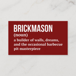Masonry Worker Definition Humour Business Card