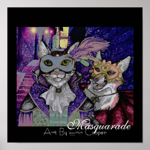 Masquarade Cat, Colour Art Print By Erin Cooper