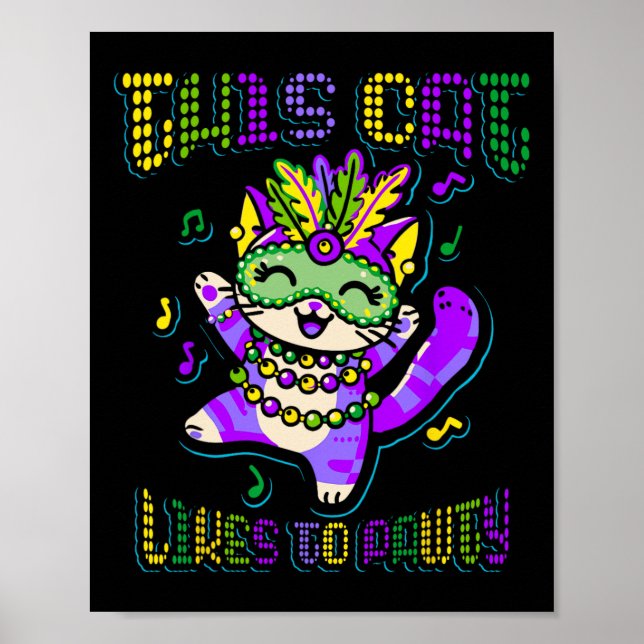 Masque Mardi Apparel Costumes Mardi Gras Cat  Poster (Front)