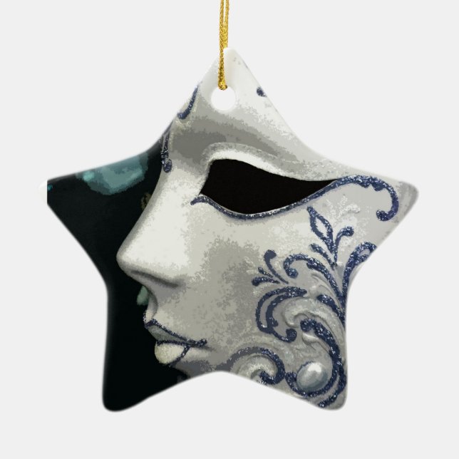 MASQUERADE 2 (blue) Ceramic Tree Decoration (Front)