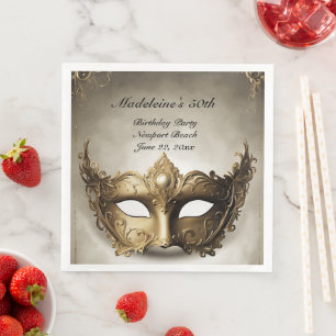 Masquerade Antique Venice Mask Chic 50th Birthday Napkin
