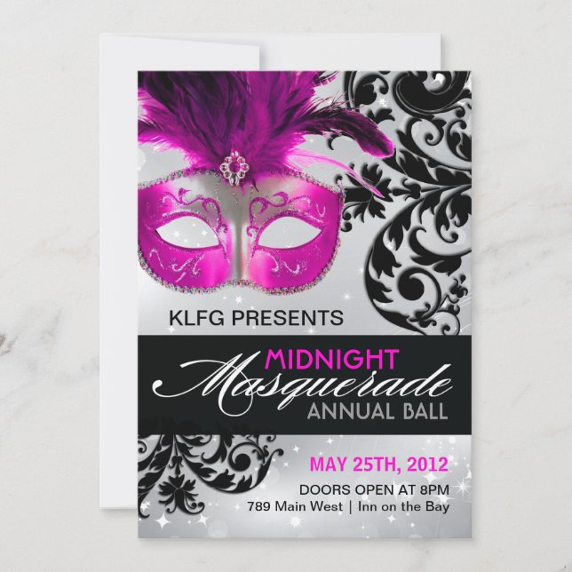 Masquerade Ball Invitation - FULLY CUSTOMIZABLE (Front)