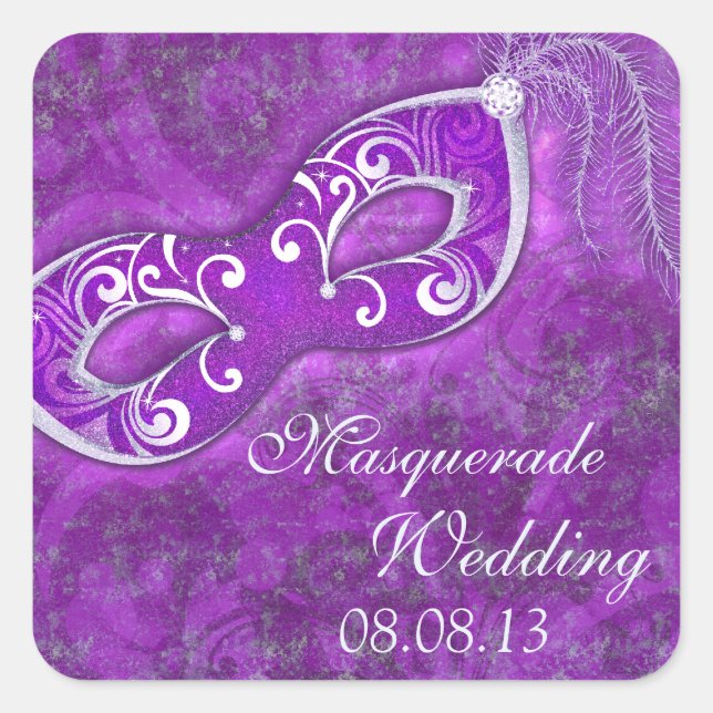 Masquerade Ball Mardi Gras Wedding Envelope Seal (Front)