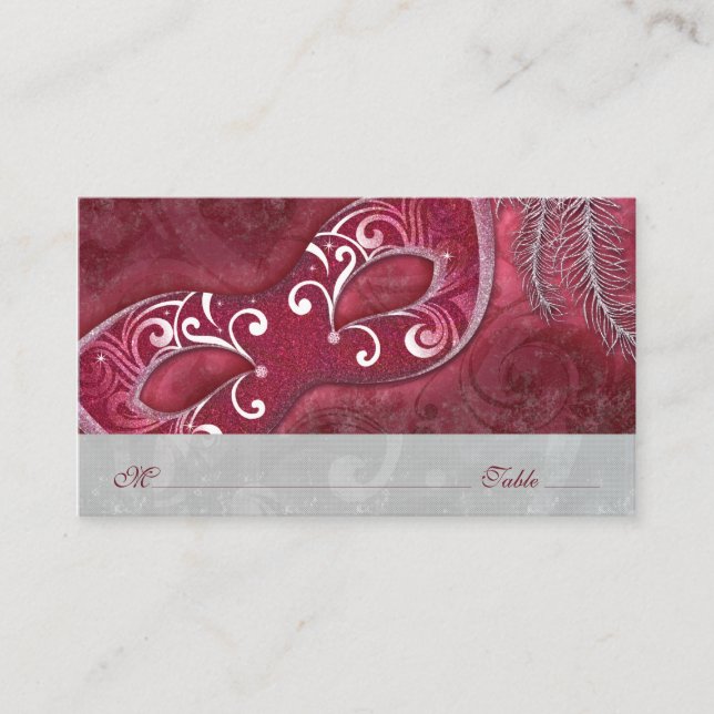Masquerade Ball Mardi Gras Wedding Place Cards (Front)