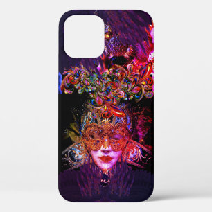  Masquerade Ball mask face gothic purple pink iPhone 12 Case