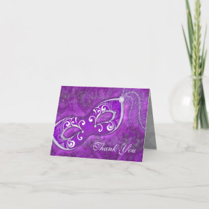 Masquerade Ball Mask Purple Wedding Thank You Card