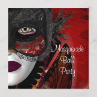 Masquerade Ball Party Mask Black Red Girl