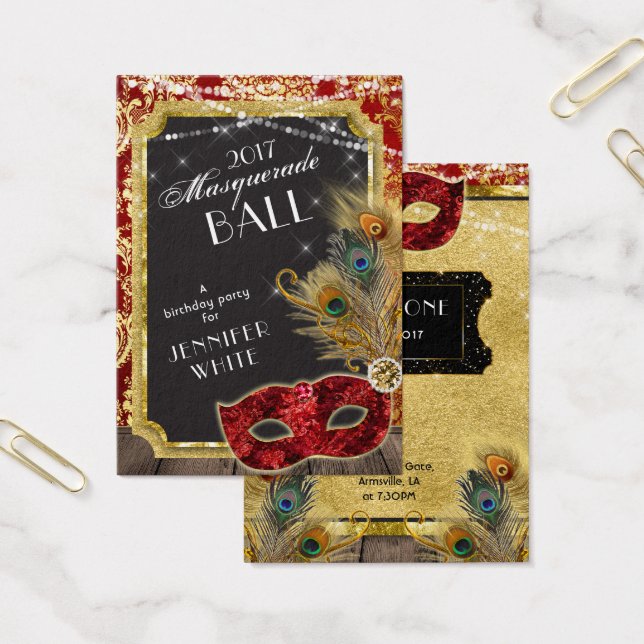 Masquerade Ball Red Gold Peacock Admission Ticket (Office)