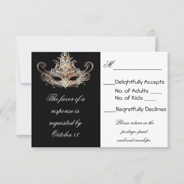 Masquerade Ball Response Cards (Front)