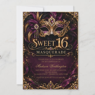 Masquerade Ball Sweet 16 Invitation