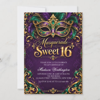 Masquerade Ball Sweet 16 Invitation