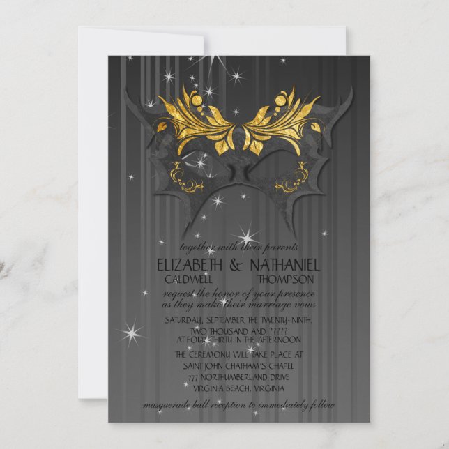Masquerade Ball Wedding Invitation (Front)