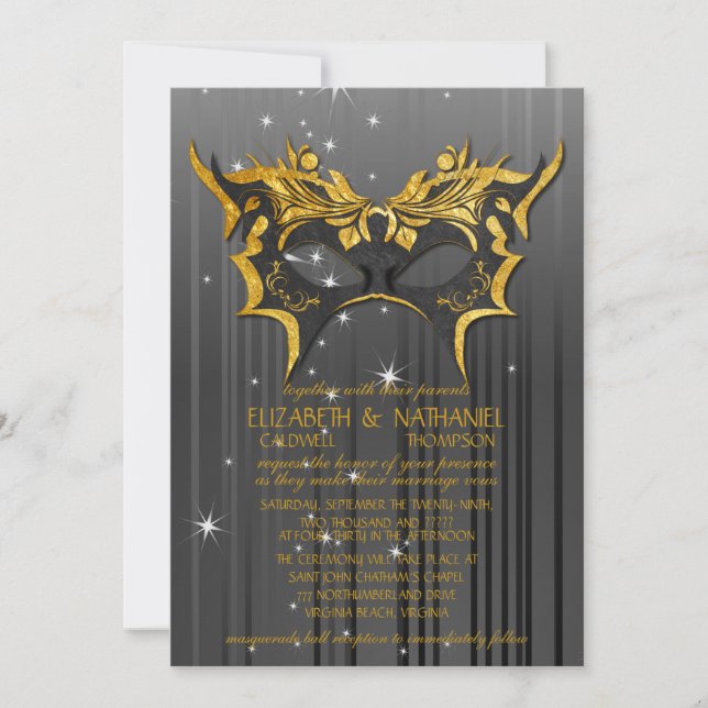 Masquerade Ball Wedding Invitation (Front)