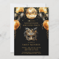 Masquerade Birthday Party Black Gold Glitter
