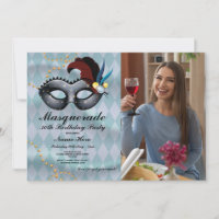 Masquerade Birthday Party Gold Blue Mask Photo
