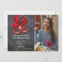 Masquerade Birthday Party Gold Red Mask Photo