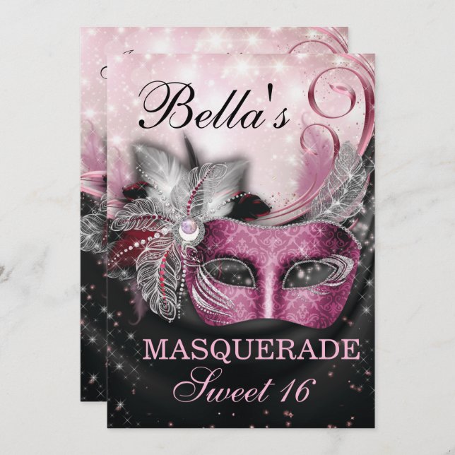 Masquerade Birthday Party Invitations (Front/Back)