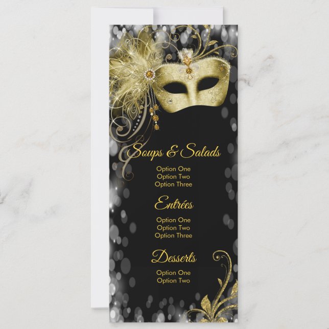 Masquerade Birthday Party Menu Programs Invitation (Front)