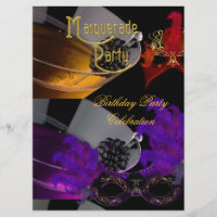 Masquerade Birthday Party Purple Red Black Masks