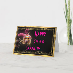 Masquerade birthday party thank you card