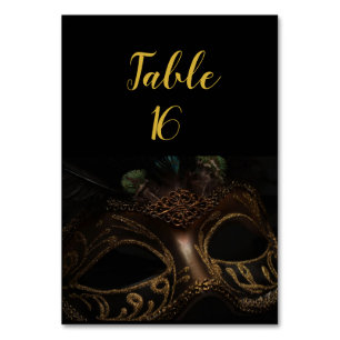 Masquerade Black And Gold Elegant  Table Number