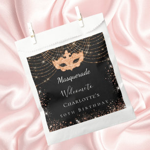 Masquerade black gold glitter dust birthday party favour bags