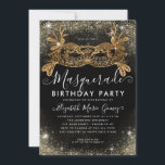Masquerade Black Gold Glitter Dust Birthday Party Invitation<br><div class="desc">Modern Glam Masquerade Black Gold Glitter Sparkle Dust Birthday Party Invitation</div>