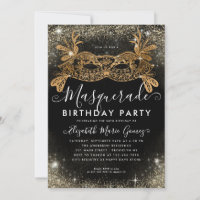 Masquerade Black Gold Glitter Dust Birthday Party