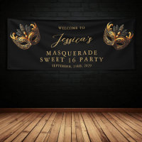 Masquerade Black Gold Sweet 16 Birthday Welcome