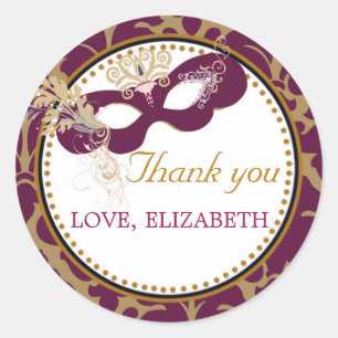 Masquerade Carnival Thank You Sticker Favour Label