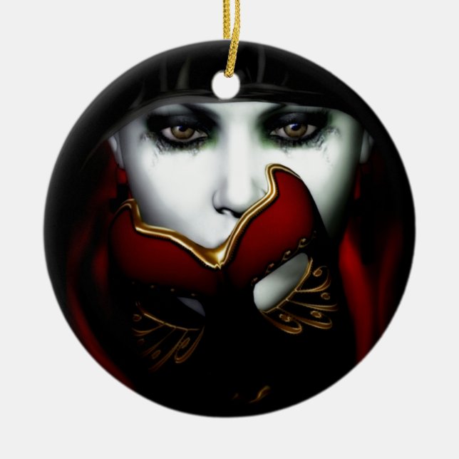 Masquerade Ceramic Tree Decoration (Front)