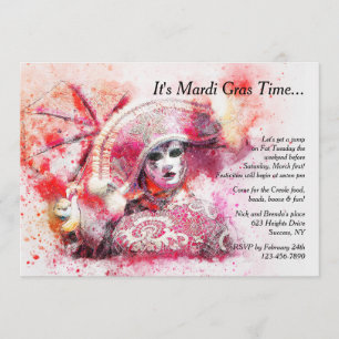 Masquerade Character in Red Invitation